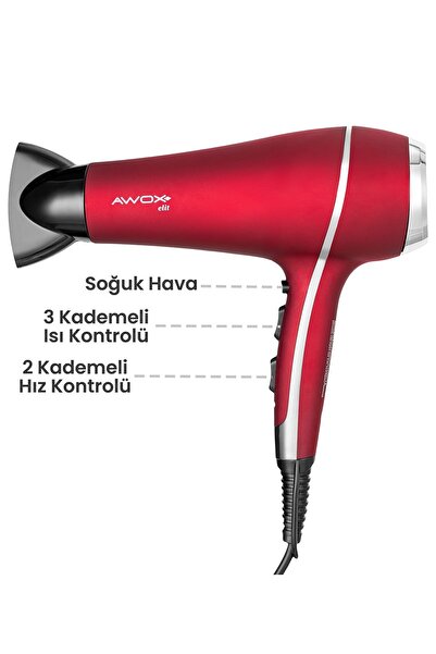 AWOX Elit Saç Kurutma Makinesi Rose Red - Profesyonel Kuaför Dc Motor