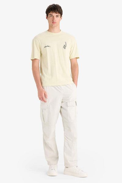 DeFacto 100% βαμβάκι Keith Haring Boxy Fit Crew Neck με στάμπα μπλουζάκι με κοντό μανίκι E3257ax25sm