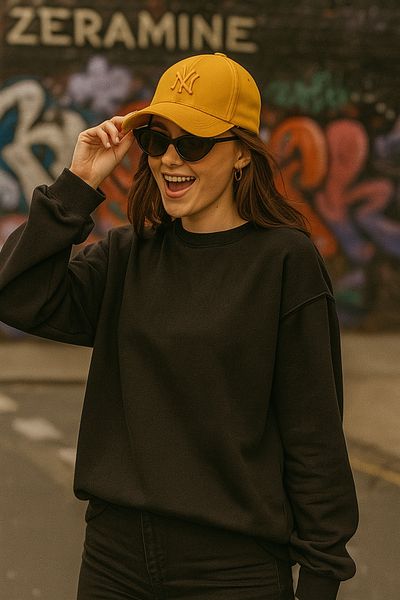 ZERAMİNE Unisex Baseball Ny Embroidered Hat Velcro Mustard
