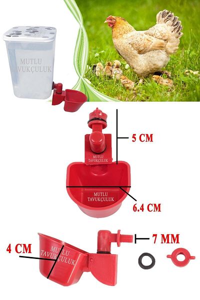 MUTLU TAVUKÇULUK Automatic Chick Waterer Plastic Tank Container Waterer Pigeon Quail Goose Duck Chick Chicken Waterer