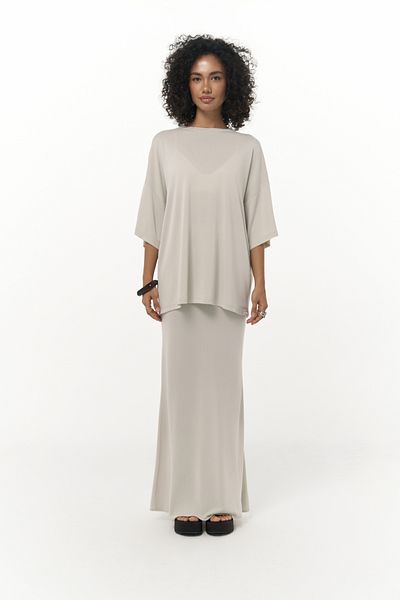 MAİ COLLECTİON Grazia Beige T-Shirt Skirt Set