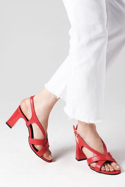 Mio Gusto Eloise Red Color Women's Heeled Sandals