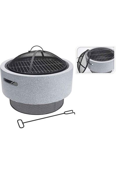 Homelux Șemineu exterior pentru terasă/grădină, D 52 cm, gri/negru, metal