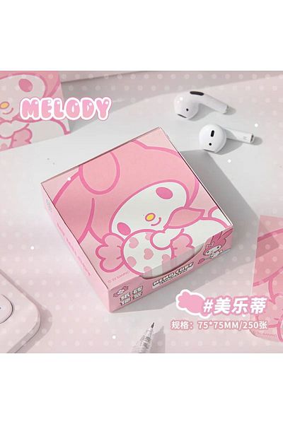 synshop Sanrio Kawai Hello Kitty Kuromi Cinnamoroll Cube Block Note Homework Paper Decorative 250 Sheets 8*8cm