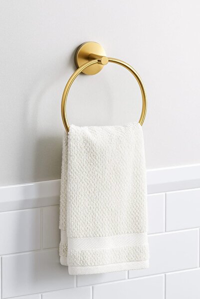 DİGİSU Yapışkanlı&Vidalı Yuvarlak Havluluk-Altın Sarısı