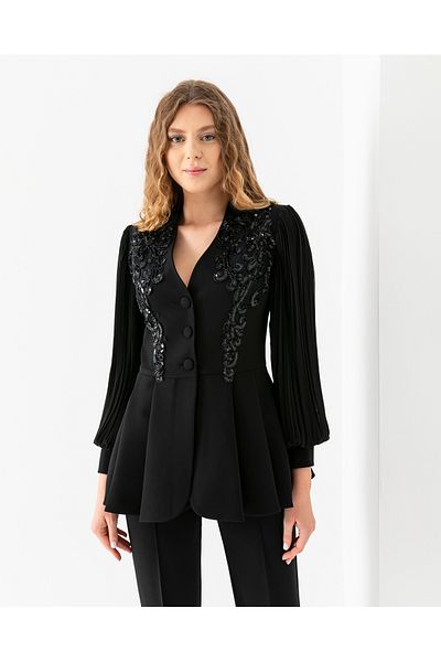 VUNTAL Lace Embroidered Flounce Jacket Double Suit
