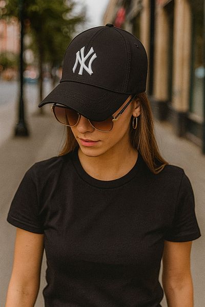 ZERAMİNE Black Unisex Baseball Ny Embroidered Hat Velcro