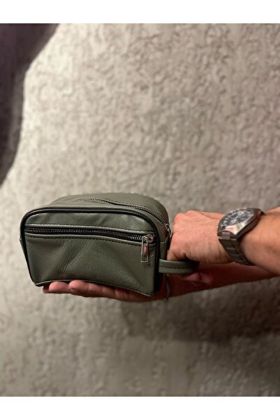 ZUU BAGS حقيبة عناية شخصية وحقيبة سفر جلدية خضراء أصلية خضراء اللون