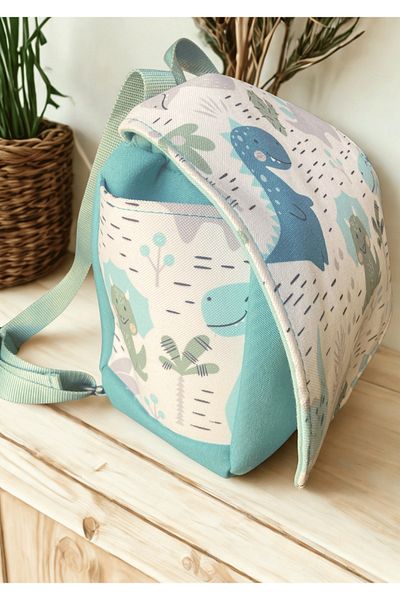 m montefair 0-7 Years Old Turquoise Dinosaur Patterned 101 Children's Backpack 25X22X15 - Colorful and Functional Design