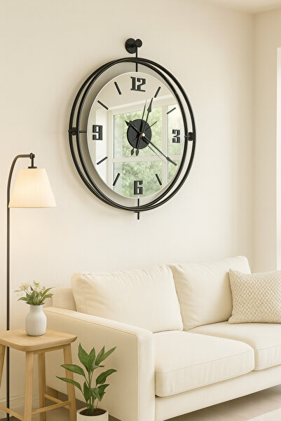 Mgs Saat DUVAR SAATİ TİNATTİ black 48 aynalı duvar saati