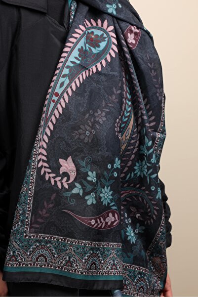 MODA Modal Soft Serisi Etnik Desen Şal Siyah