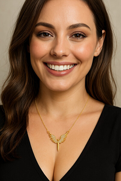 wesscollection Kadın Mikail Meleği Model Altın Kaplama Italyan Kolye