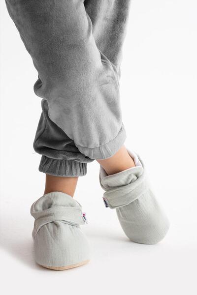 Funny Baby Organic Muslin Slippers Non-Slip Ergonomic Sole Comfortable Airable Vegan