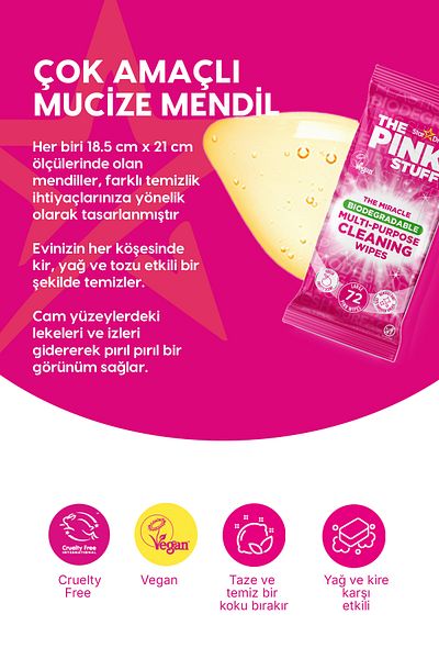 ThePinkStuff Biodegradable Multi-Use Cleaning Wipes - Large 72cm - Fruity Smell