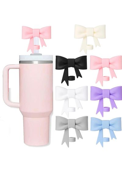 Yenigeldi 2 Pieces 10 mm Stnly Quencher Compatible Bow Silicone Straw Cover Straw Stopper