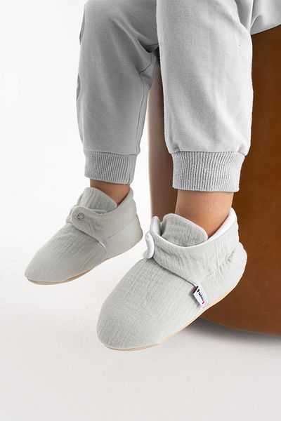 Funny Baby Organic Muslin Slippers Non-Slip Ergonomic Sole Comfortable Airable Vegan