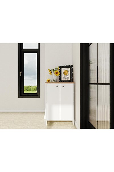 Masif Market Assos 2 Kapaklı Ayakkabılık / Marbella Kiraz-Beyaz