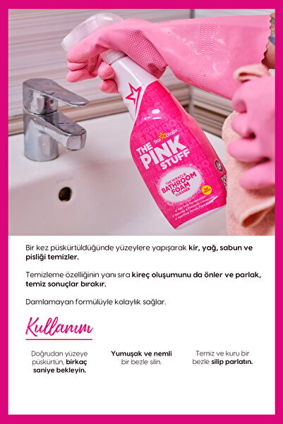 ThePinkStuff Mucizevi Banyo Köpük Temizleyici 750 ml –Seramik,Kireç ve Sabun Lekesi Giderici, Vegan Formül
