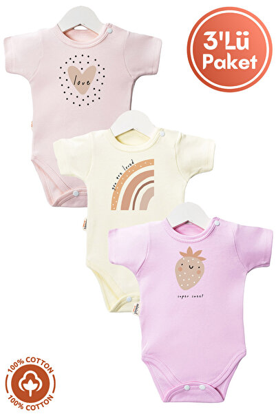 miniel organic Kız Bebek %100 Organik Pamuklu Super Sweet Baskılı 3-6-9-12 Ay...