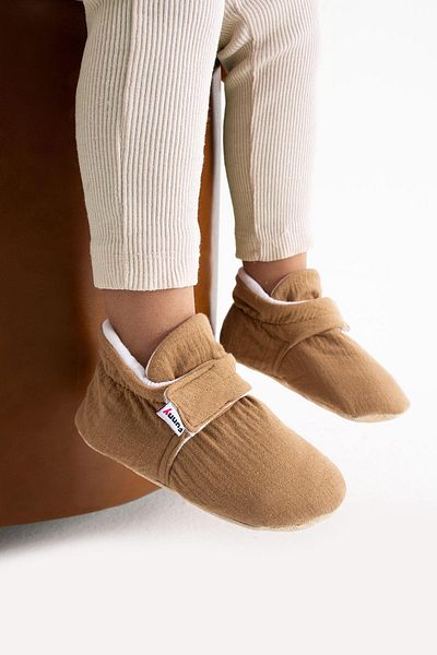 Funny Baby Organic Muslin Slippers Non-Slip Ergonomic Sole Comfortable Breathable Vegan