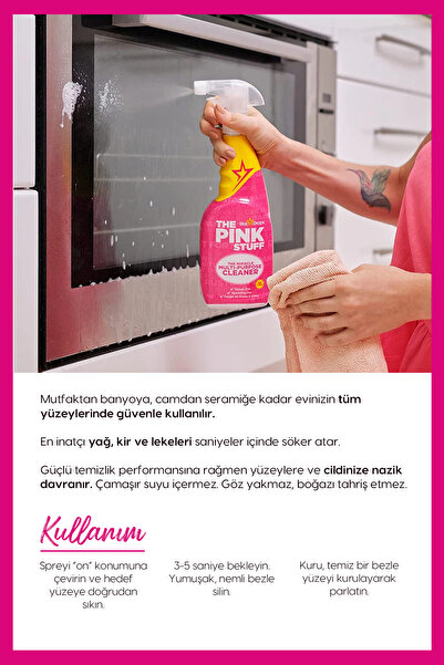 ThePinkStuff Mucizevi Çok Amaçlı Temizleme Spreyi 750 ml – Yağ Çözücü, Leke Çıkarıcı, Banyo & Mutfak Temizleyici