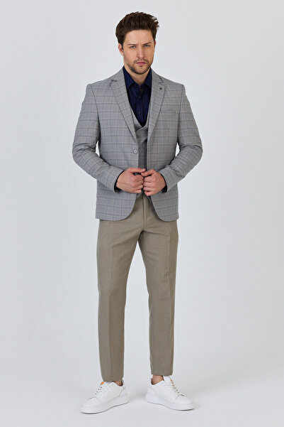 Frappoli Facune Чоловічий кам'яний піджак + штани + жилет з подвійним розрізом, slim fit костюм