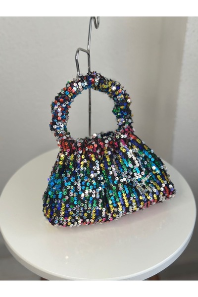 posst bag Geantă de mână pentru rochie de seară cu paiete multicolore
