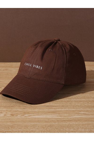 GYES Chill Vıbes Printed Brown Unisex Classic Model Adjustable Velcro Hat