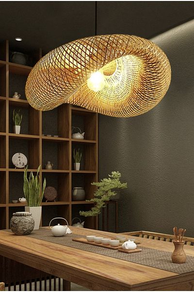Fico Home Design Bamboo Chandelier Wicker Chandelier Modern Nordic 1st Class Quality 400mm Diameter Add Freshness