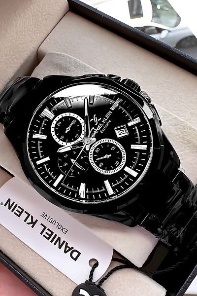 Daniel Klein Black Men's Wrist Watch - Steel Band Bracelet Gift Dke2048C6