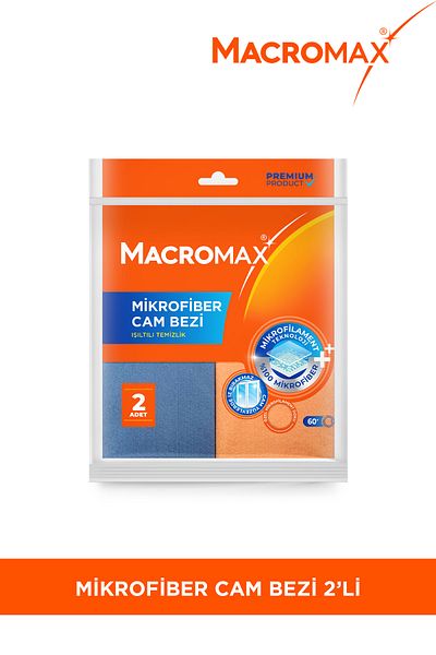 MACROMAX Microfiber Glass Cloth Set of 2, Microfilament Technology Non-Stain and Non-Mark Mirror Cloth