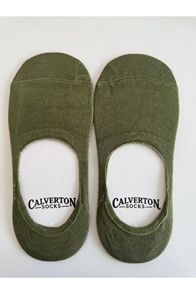 Calverton Socks 2 Çift Haki Bambu Silikonlu Düz Kadın/erkek Babet Çorap