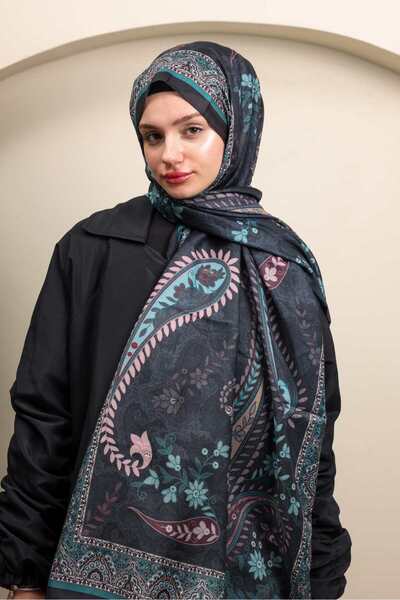 MODA Modal Soft Serisi Etnik Desen Şal Siyah