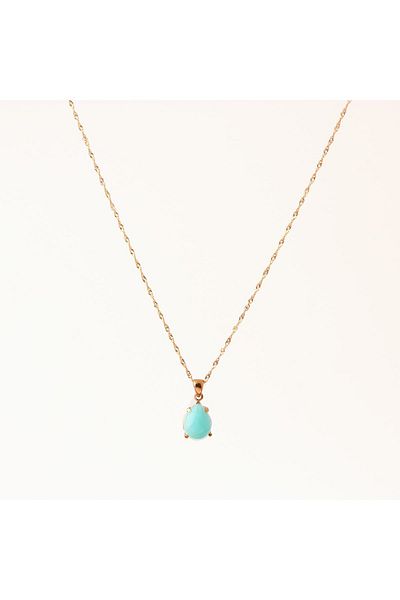 OSMANLI DEĞERLİ TAŞ Certified Amazonite Natural Stone Pendant with Silver Orange Chain Ku028
