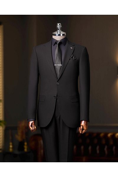 TerziAdemAltun Slim Fit Jacket Pants Suit Black T13542