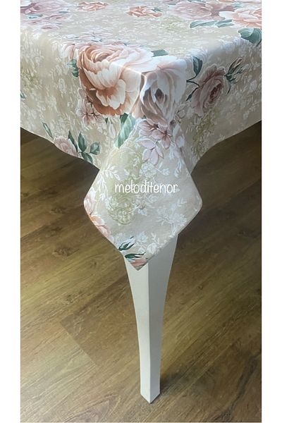 MİRELLA Dekorama Thick Fiber Lined Hydrangea Pattern Gilded Pvc Oilcloth Case Cover
