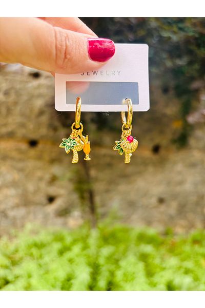 Markiz Takı Palm Mussel Cocktail Earrings