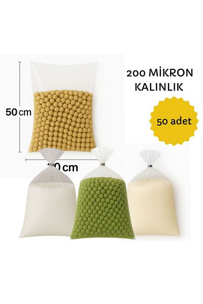 NFzzTakı 30X50 cm Transparent Thick Nylon Pulley Bag - 200 Micron Thickness |   50 Packing Bags