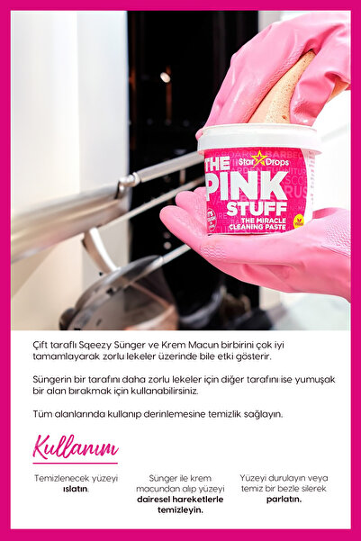 ThePinkStuff Mucizevi Miracle Temizlik Macunu 850 gr & Mucizevi Dual Çift Traflı Bulaşık Süngeri