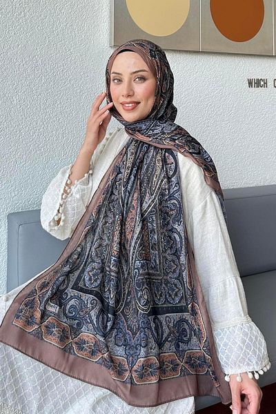 lamelif.com Ρετρό βαμβακερό σάλι Camel Grey