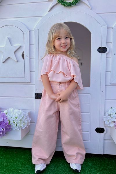 miabambim Girl's Denim Pants Powder
