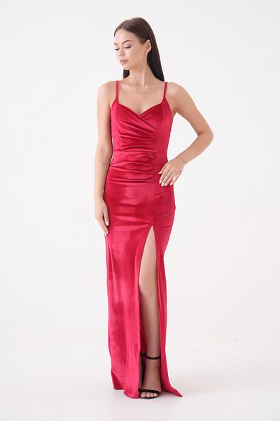 Secret Passion Lingerie New Season Women's Velvet Low-cut and Slit Detailed Sling Evening Dress
