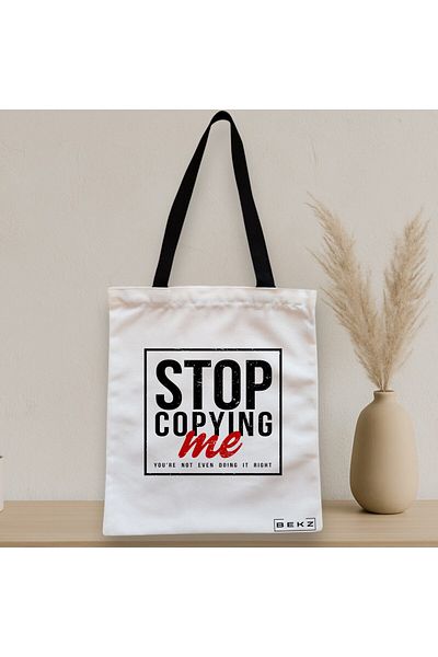 BEKZ Textile Bag With Zipper, Tote Bag, Stop Copying Me Model 38 X 34.5 Cm, ​​White, ®