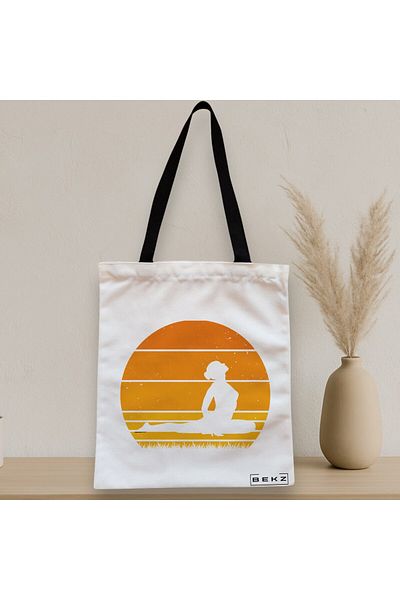 BEKZ Sacosa Textila Cu Fermoar, Geanta Tote Yoga 12, 38x34.5 Cm, Alba, ®