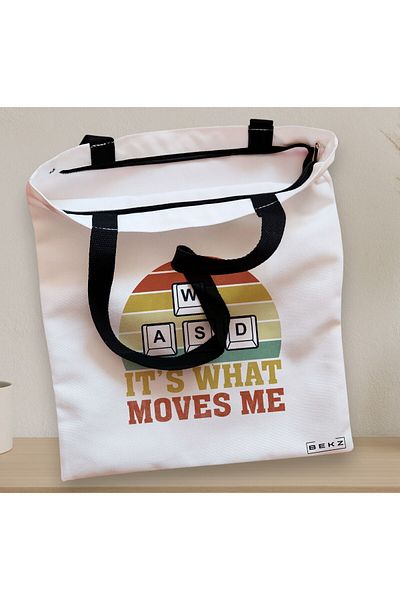 BEKZ Sacosa Textila Cu Fermoar, Geanta Tote, Model Gamer, 38x34.5 Cm, Alba, ®
