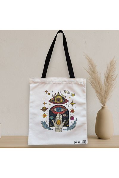 BEKZ Textile Bag With Zipper, Tote Bag Energy Mood 3, 38x34.5 Cm, ​​White, ®