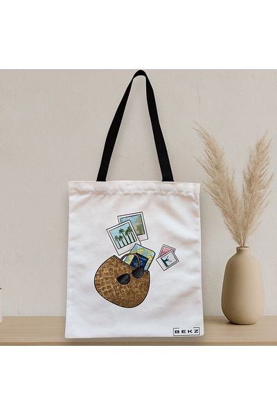 BEKZ Textile Bag With Zipper, Tote Bag Travel Girl 12, 38x34.5 Cm, ​​White, ®