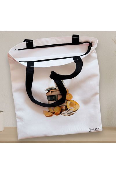 BEKZ Textile Bag With Zipper, Tote Bag, Model Books 7 38 X 34.5 Cm, ​​White, ®
