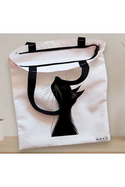 BEKZ Textile Bag With Zipper, Tote Bag, Model Hey Human 38 X 34.5 Cm, ​​White, ®