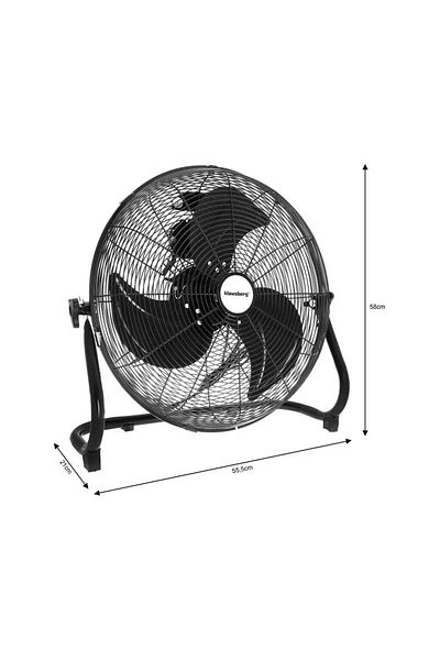 Klausberg Ventilator de podea KB7517, 45 cm, din metal negru, lame din aluminiu, 100 W